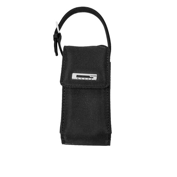 Vintage Guess Shoulder Bag Black Nylon Tote Double Handle Silver Tone Logo Y2K - Picture 7 of 11